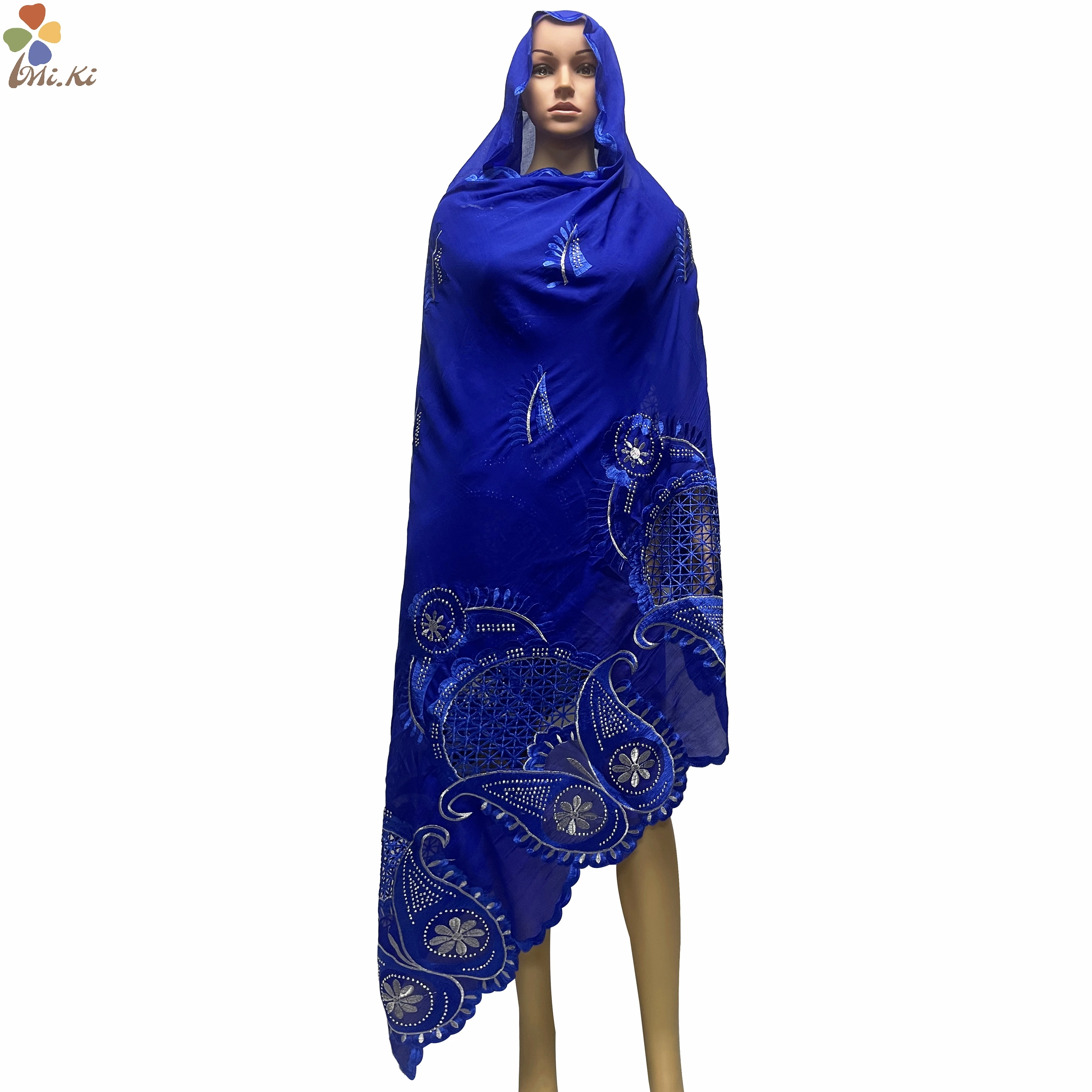 2024 New Muslim Women Shawl Cotton Scarf Hollow Embroidered Diamond Scarf African Women Shawl Dubai Women Shawl Headband