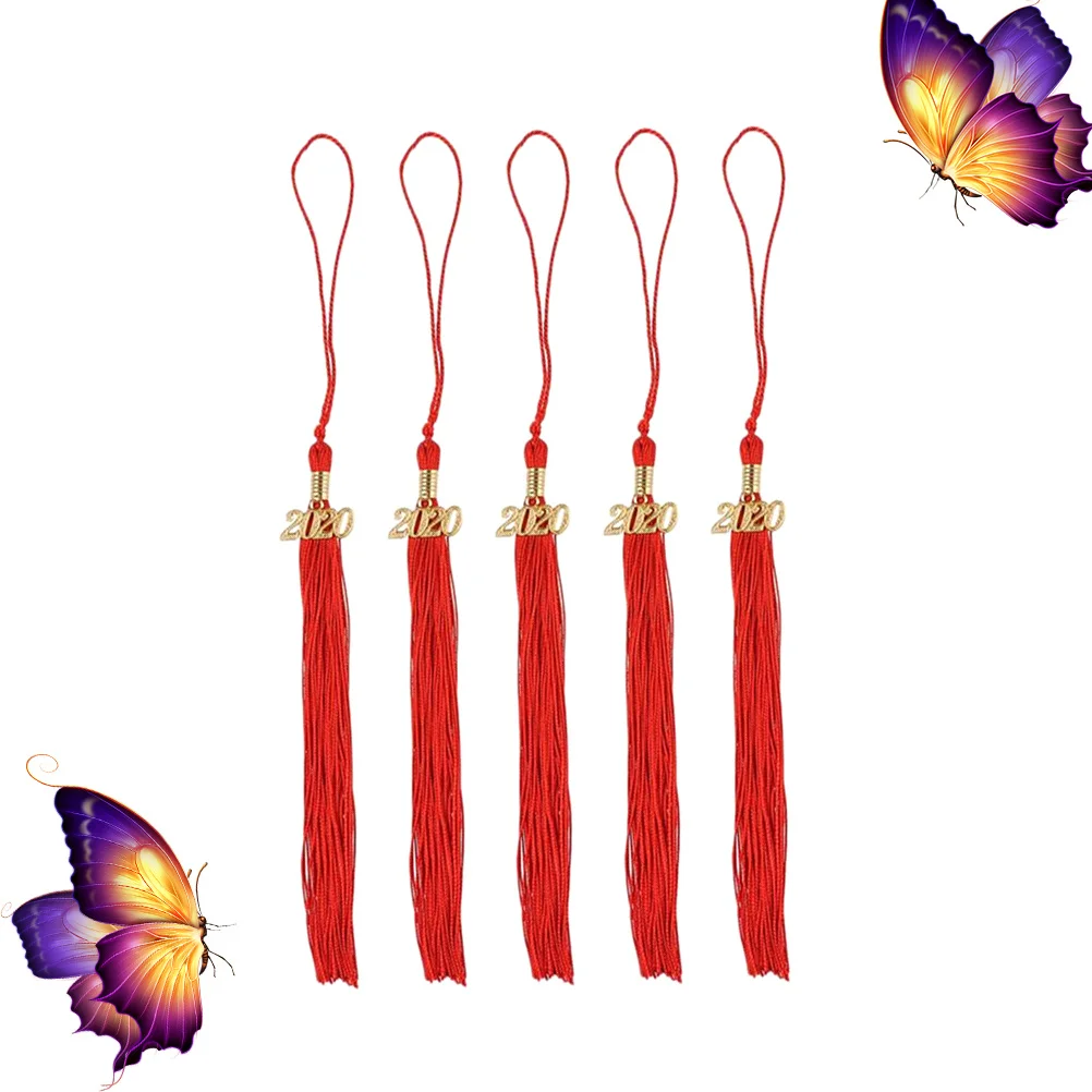 

5pcs 2020 Doctor Hat Tassel Red Graduation Ceremony Decor Keychain Bookmark Gift Tag Pendant Craft Sewing Supply Tassel For
