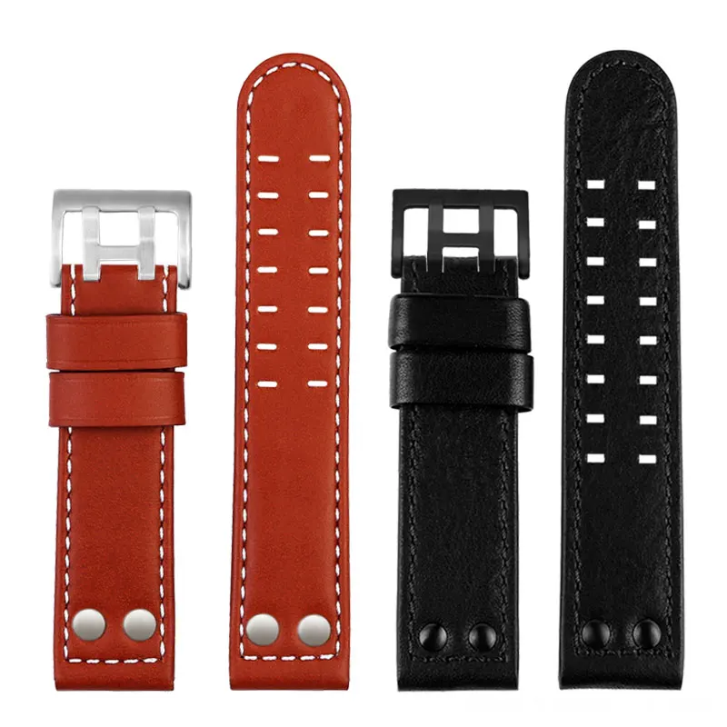 22mm Genuine Lea/ther Strap Men Cowhide Rivet Watch Band Wrist Bracelet Accessories for Hamilton Seiko Khaki Aviation H77616533