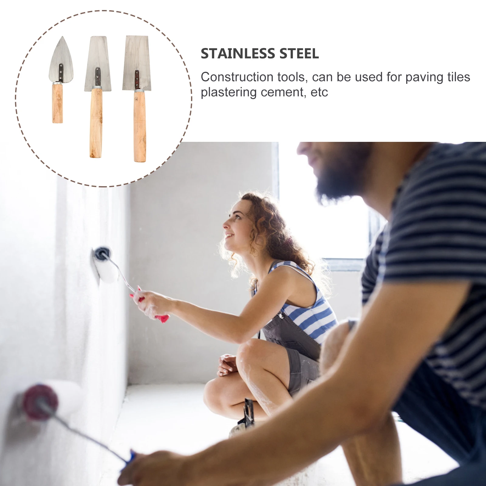 

Stainless Steel Trowel Kit Pro Construction Tool Set for Plaster Mortar Cement Leveling Shaping Bricklaying Gauging Putty