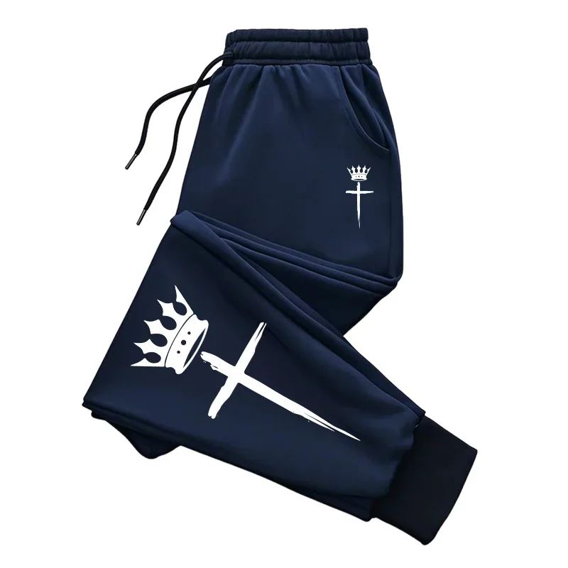 Sports Pants for Men Casual Hot Sales Sweatpants 2025 Outdoors Jogging Fashion Cross Crown Print Daily Versatile Men's Clothing