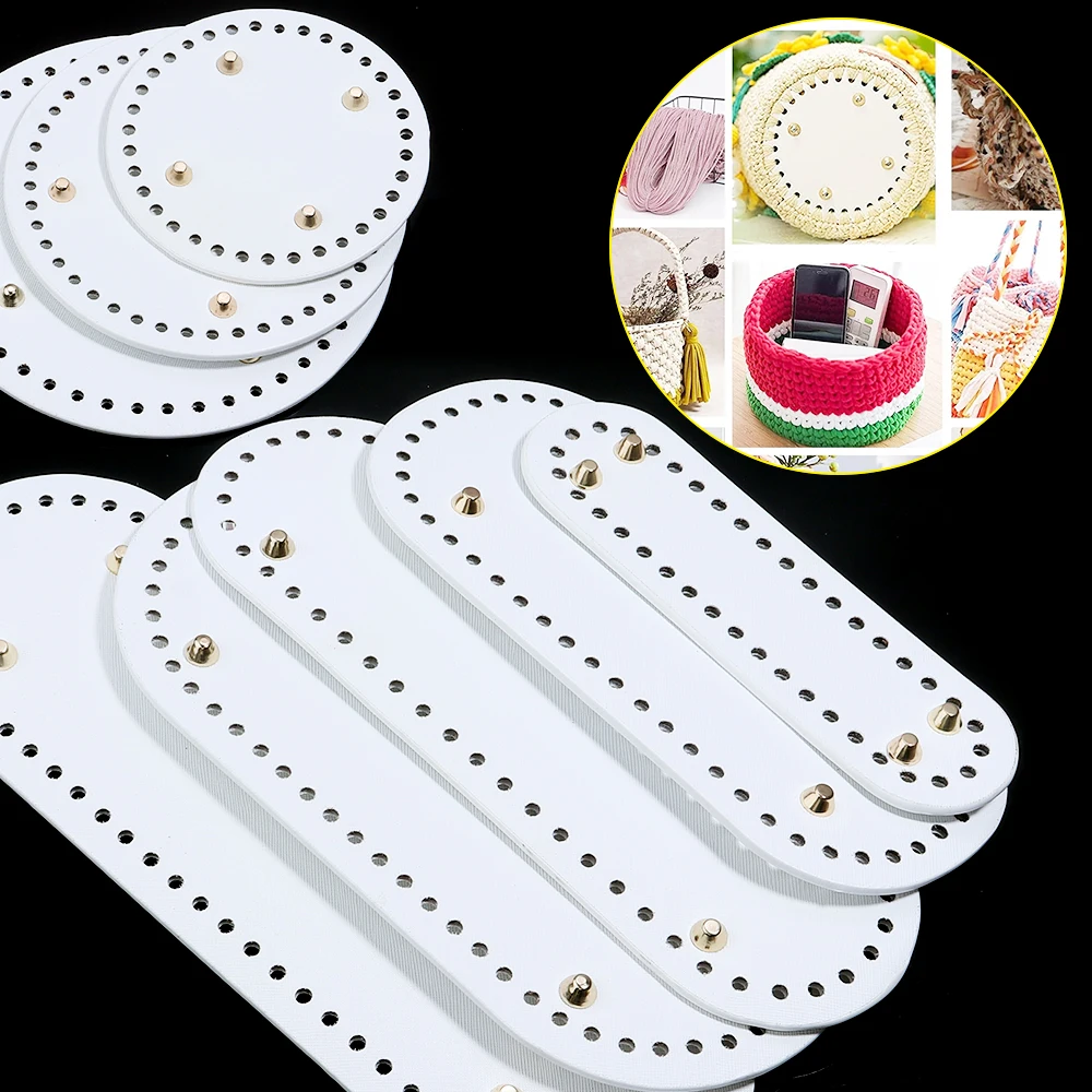 

PU Leather Round Oval Bottom White Handmade Knitted Crochet Bags Bottom For Home Decor Knitted Bags Universal Bottom Accessories