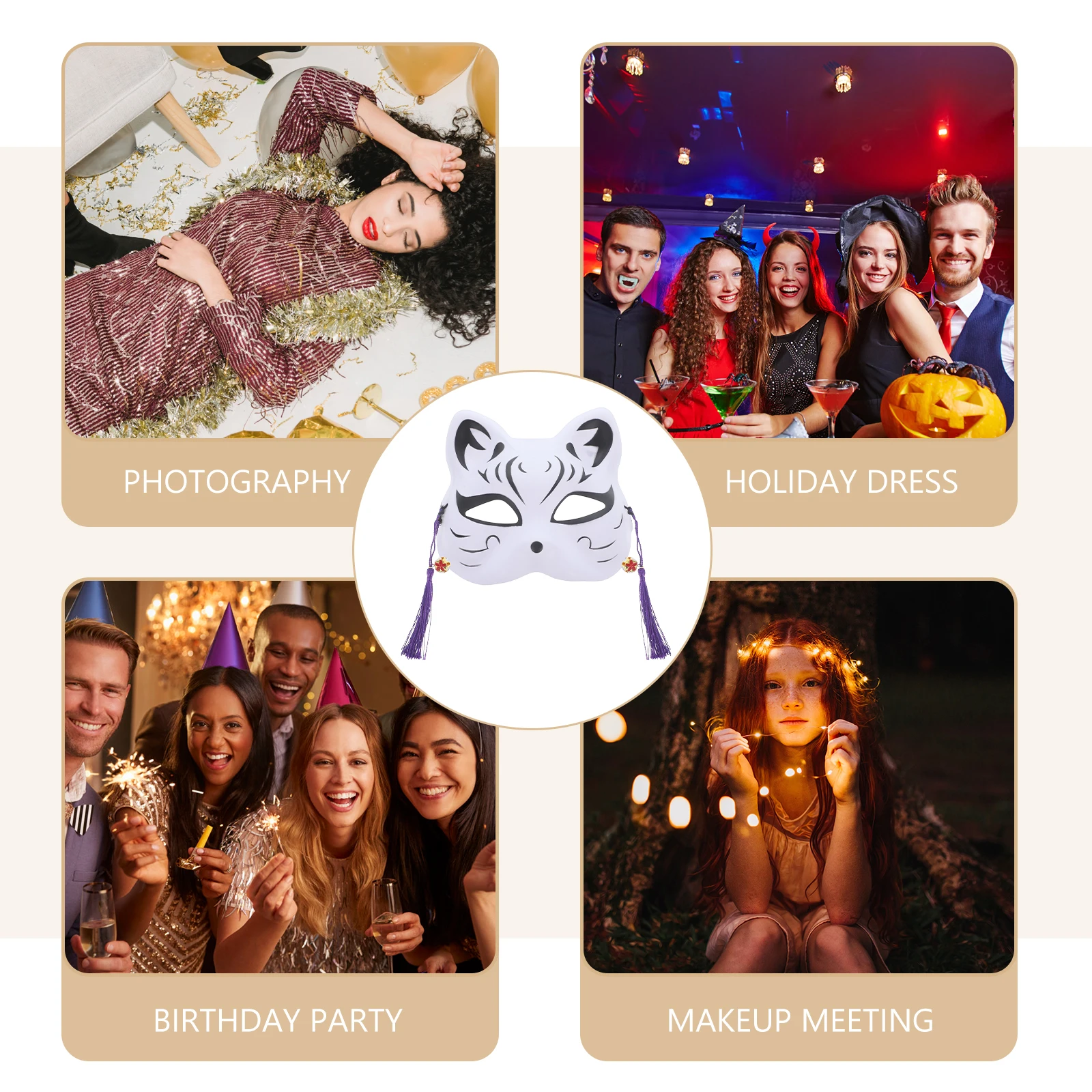 Japanse stijl kat kwastje cosplay party kinderen lichtgewicht plastic decoratief masker animatie festival rekwisieten cosplay party