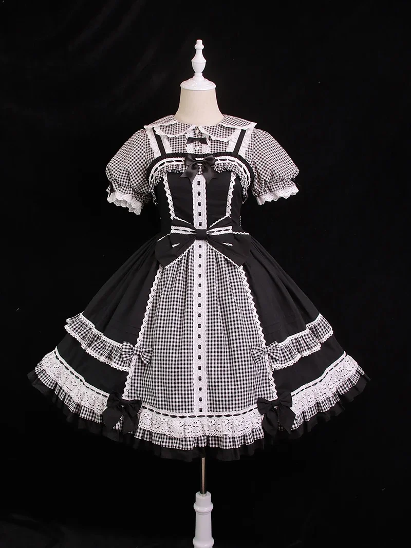 Margarita Doll Feeling Daily Plaid Color Matching Bow Strap Lolita Dress By Alice Girl