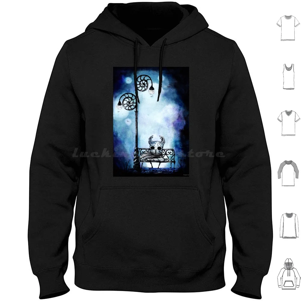 Hollow Knight Hoodies Long Sleeve Hollow Knight Hollow Knight Team Cherry Spooky Dark Blue Fireflies Firefly Bug