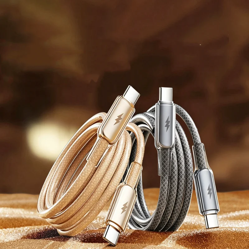 100W Dual Type C Nylon Braided Charging Cable 1.5M Stable Data Transfer Cord Wear Resistant Wired Line For Laptop Mobile Tablet