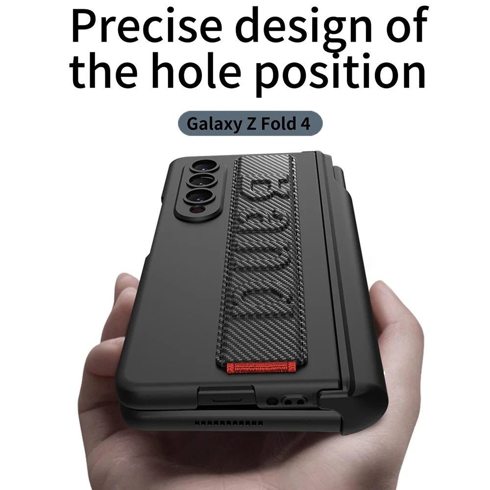 Etui z paskiem na nadgarstek i uchwytem na rysik do Samsung Galaxy Z Fold 7 6 5 4 3, z szklanym szkłem na ekran i przegródką na rysik, twarde etui. — zdjęcie produktu 4
