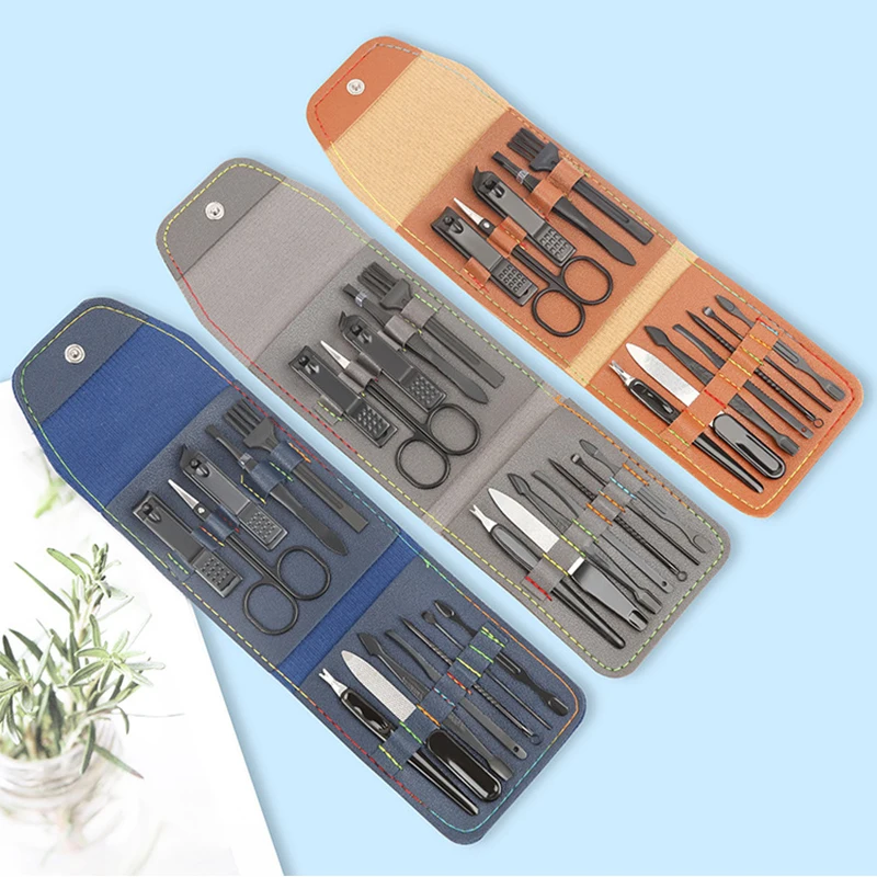 12 Stks/set Nail Schaar Bruin Grijs Rvs Eagle Haak Oor Lepel Draagbare Clippers Pedicure Schoonheid Manicure Implementeren Tool