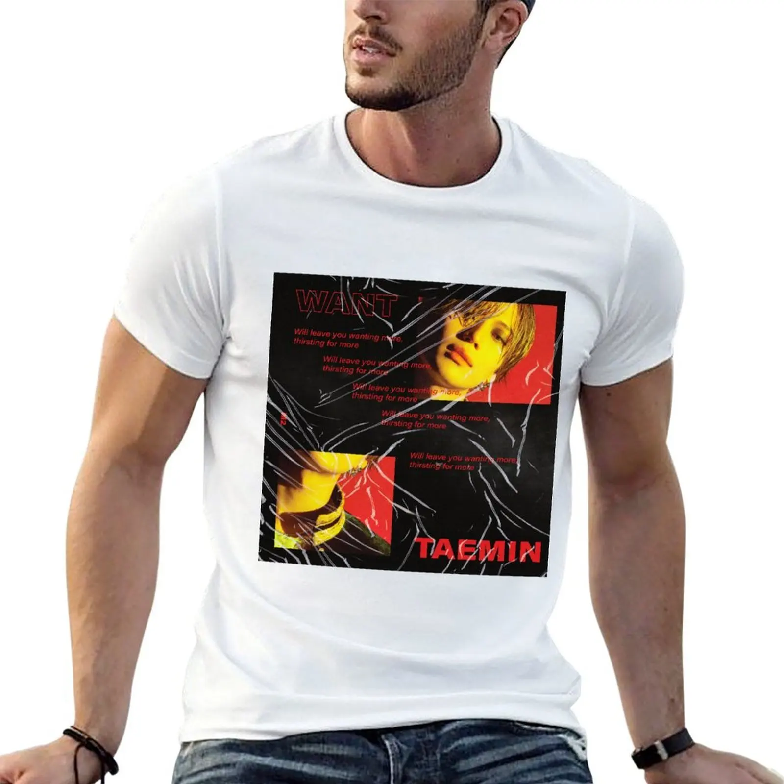 

SHINEE TAEMIN WANT T-Shirt cotton t shirt pack cotton tshirt 100% g man t shirts for men T-Shirt