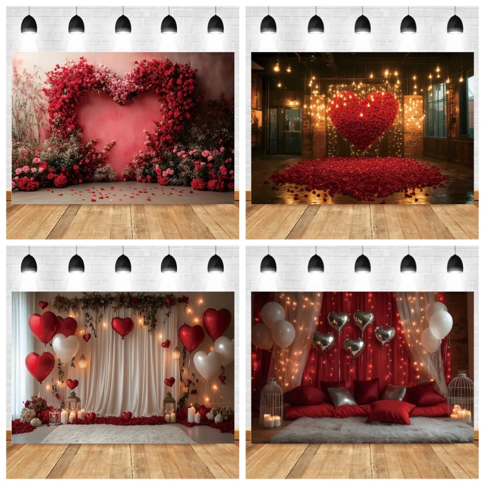 

Romantic Valentine's Day Red Rose Love Candle Photography Banner Background, Indoor Scene Couple Photo Shooting Studio Backdrop