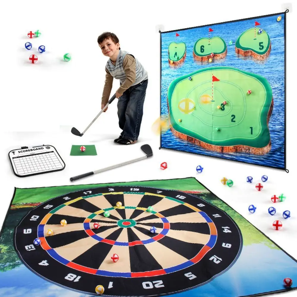 Sticky Practice Golf Chipping Game Mat Set Wearproof Thicken Golf Play Fun Mat Durable 20 Stick Golf Balls Backyard Games Toys