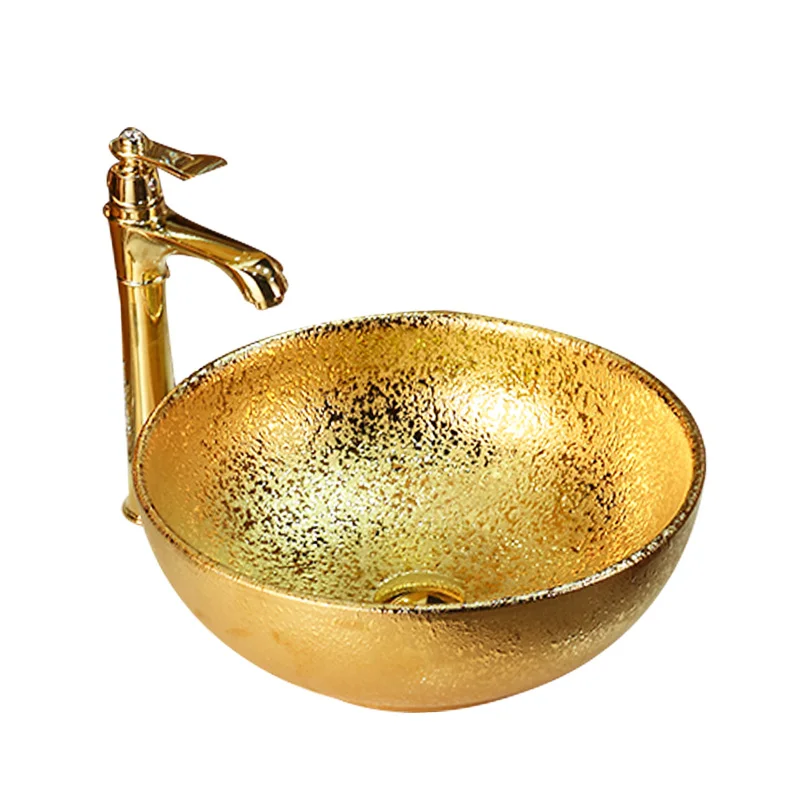 

Ceramic gold countertop basin art European bathroom countertop basin washbasin modern personality creative washbasin