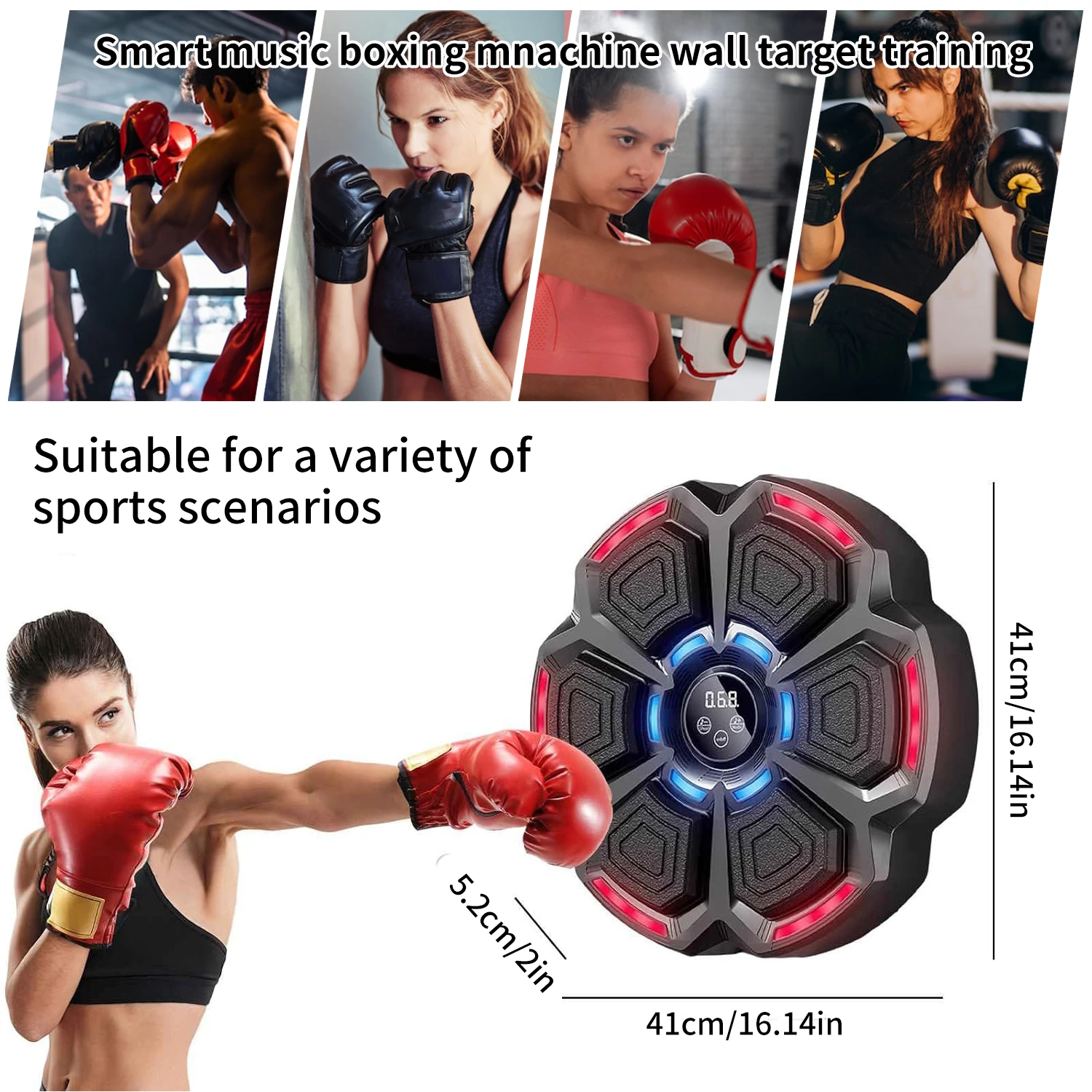 Music Boxing Machine Smart Bluetooth-Compatible Boxing Sports Fitness Boxing Trainer Home Exercise Training Boxing Wall Target