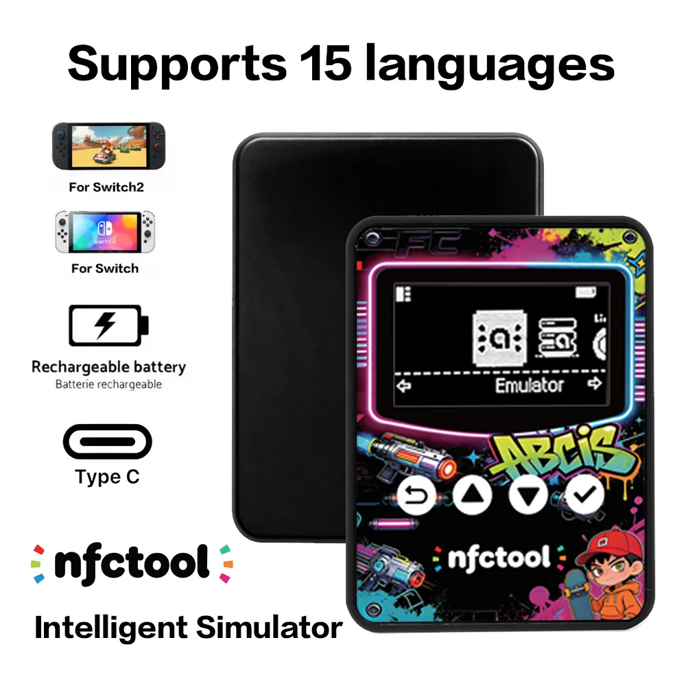 New NFCTool for Amiibo Smart Emulator OLED HD Screen IC/NTAG215 NFC Tag Infinite Swiping Writer for Switch/Switch 2/New 3DS/WiiU