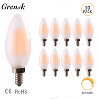 10pcs/lot Chandelier Candle LED Bulb E14 Dimmable Edison Light C35 4W 2700K 220V Frosted Glass Lamp Bulb