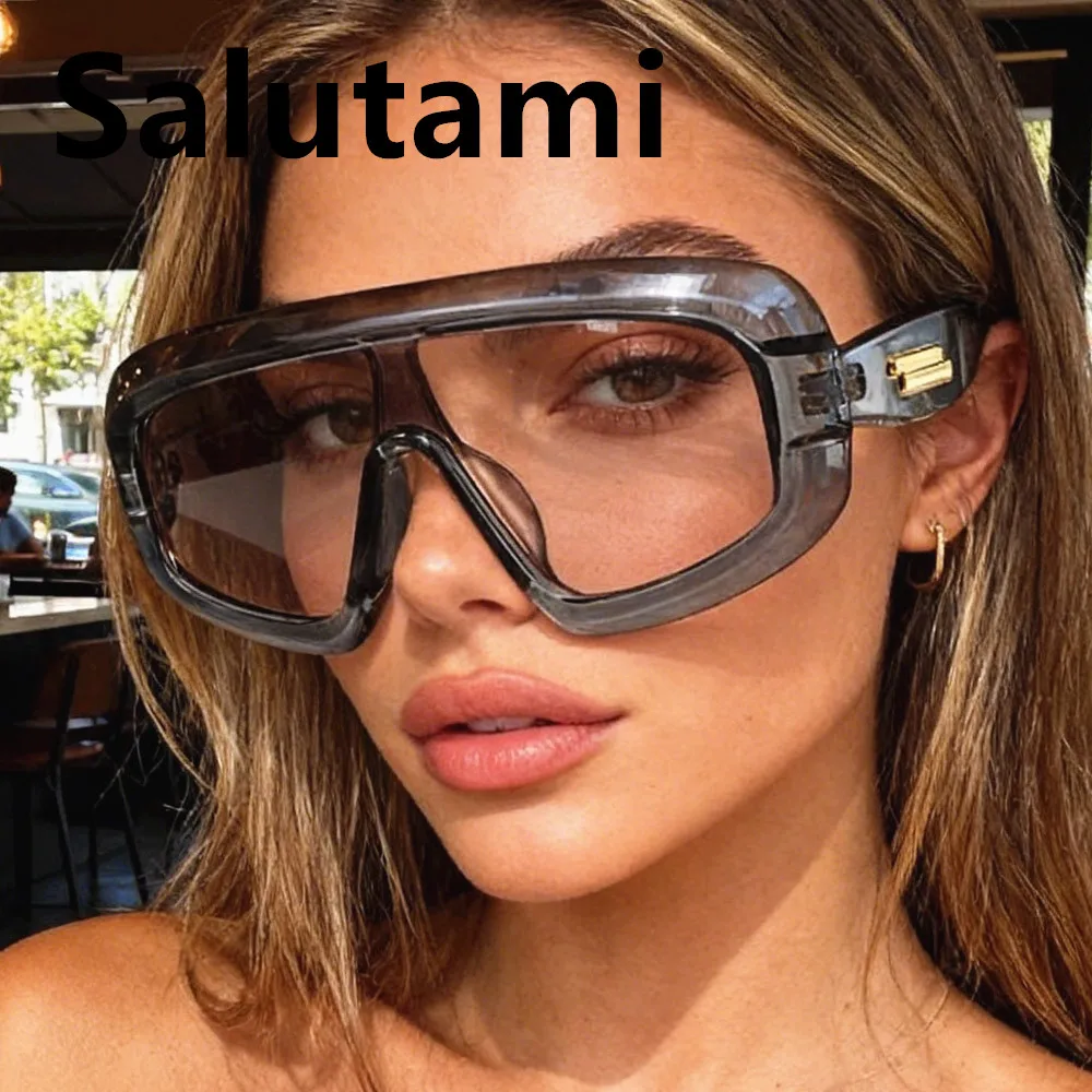 Vintage One-Piece Quadratische Sonnenbrille für Damen Neue Mode Schwarze Verlaufsgläser Übergroße Sonnenbrille für Herren Retro Gestreifte Fahrbrille