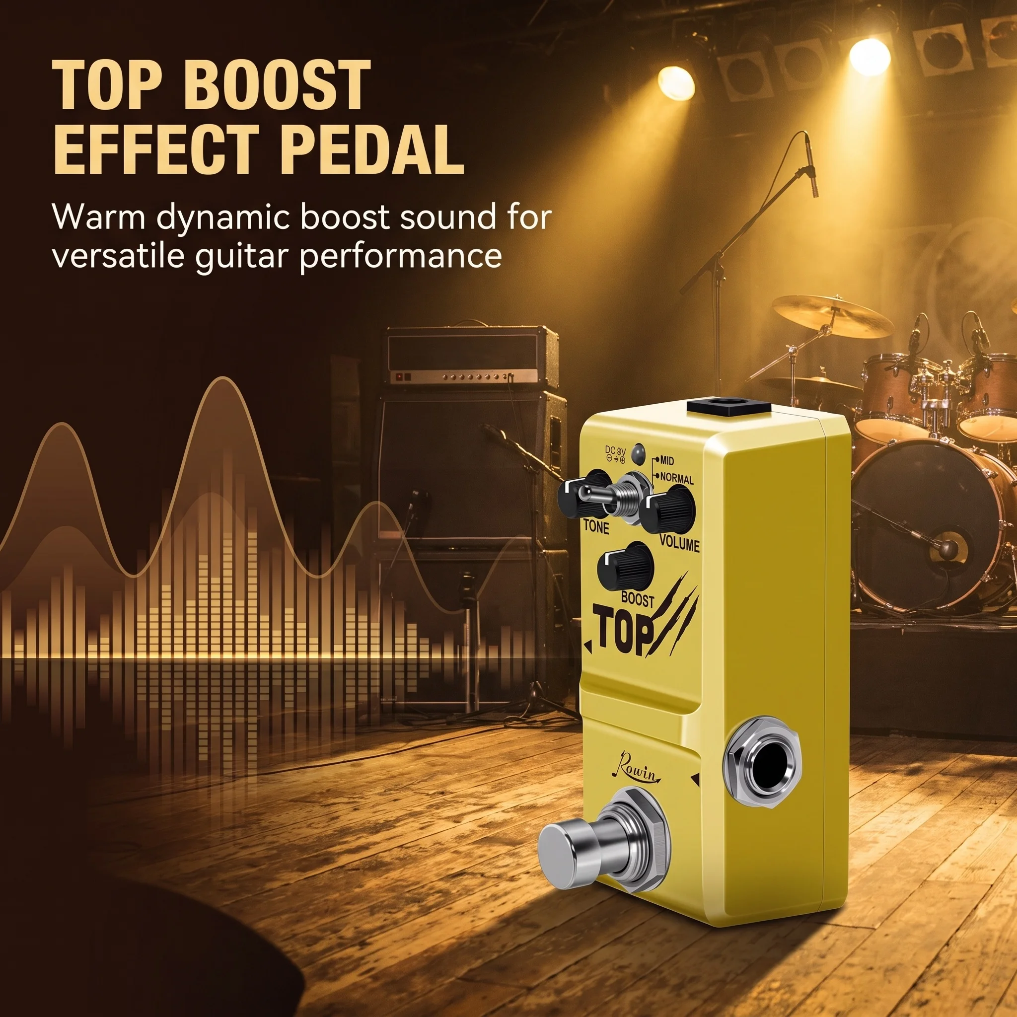 Rowin Mini Guitar Pedal Booster Mid Boost EQ Effect Vintage Wide Range Booster Tones Super Tiny Nano Effectors
