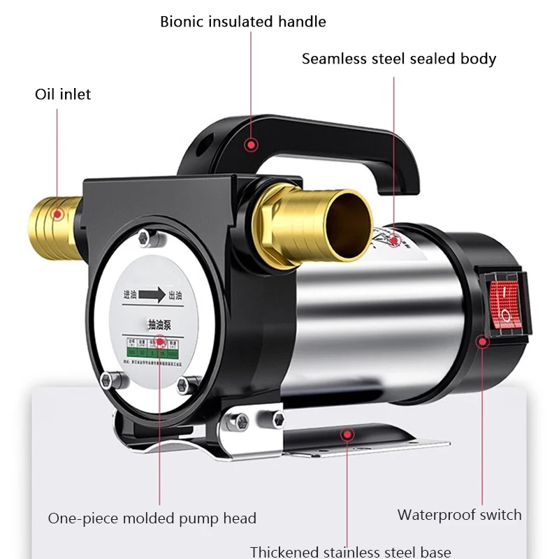 12V/24V/220V Suction Oil Forward And Reverse Electric Pumping Pump 50L/min Self-priming Pump DC Diesel Pump Fuel Dispenser 580W