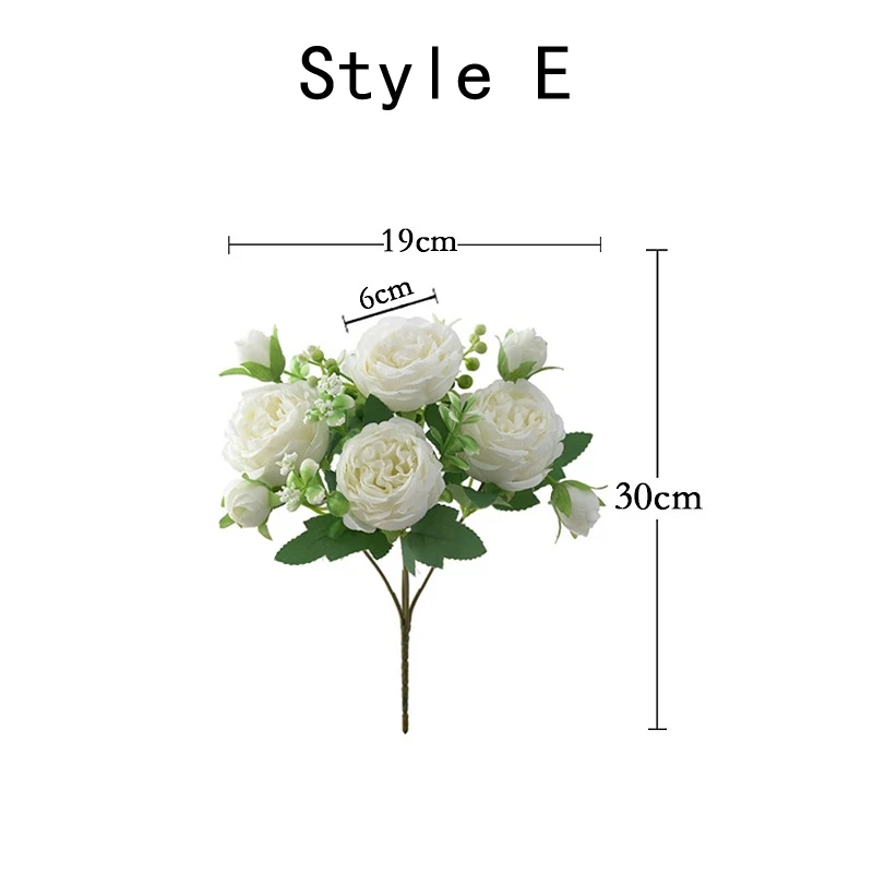 Pink Silk Peony Artificial Flowers Rose Wedding Home DIY Decor High Quality Big Bouquet Foam Accessories Craft White Fake Flower