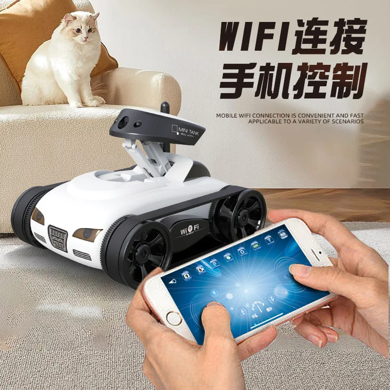 

Remote Control Camera Tank Toy Mobile WiFi Connection Live Image Transmission RC Vehicle Multi-Scenario Use Gift