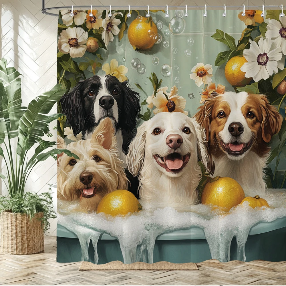 

Cartoon cute cats and dogs fabric shower curtain bathroom curtain,bathing animal style home decoration curtain with hooks