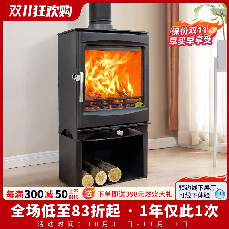 Real Fire Fireplace Wood Burning Cast Iron Firewood Heating Furnace Household Large View Fire Fireplace Rural Homestay Firewood