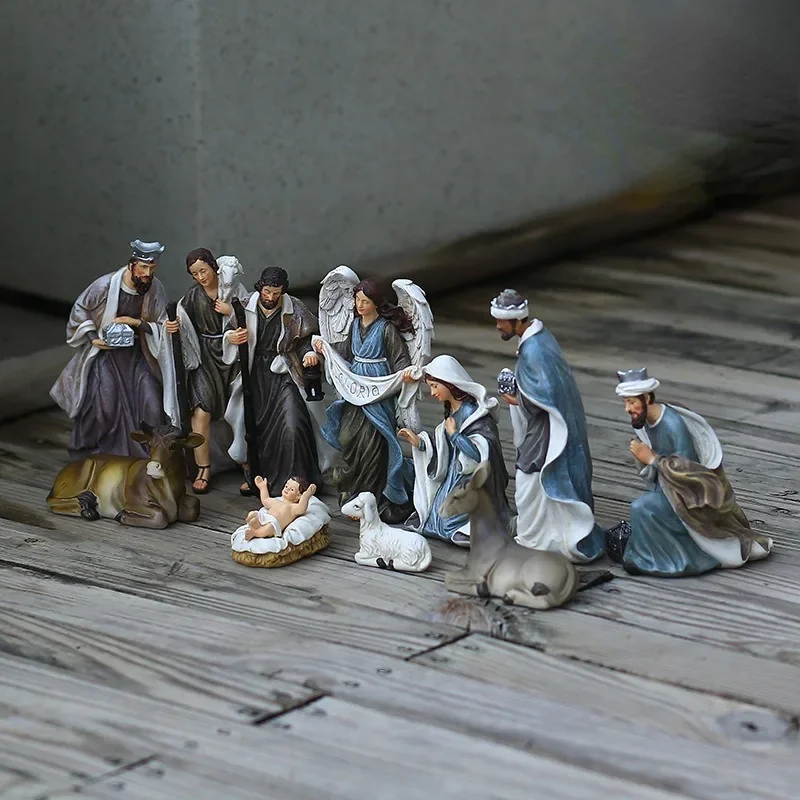 15cm Height Christ Birth of Jesus Ornament Gifts 11Pcs/Set Nativity Scene Resin Christmas Manger Decoration Catholic Figurines