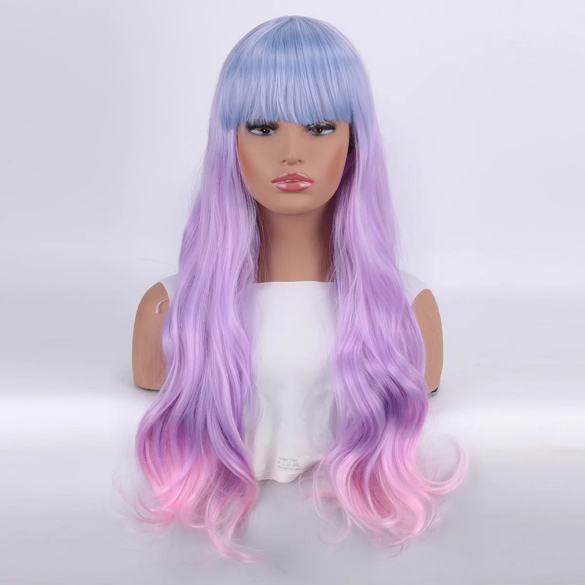 Synthetic Wigs for Women Stylish Smoky Blue Harajuku Style Cosplay Wig Anime Colored Hairpiece Party Costume Heat Resistant