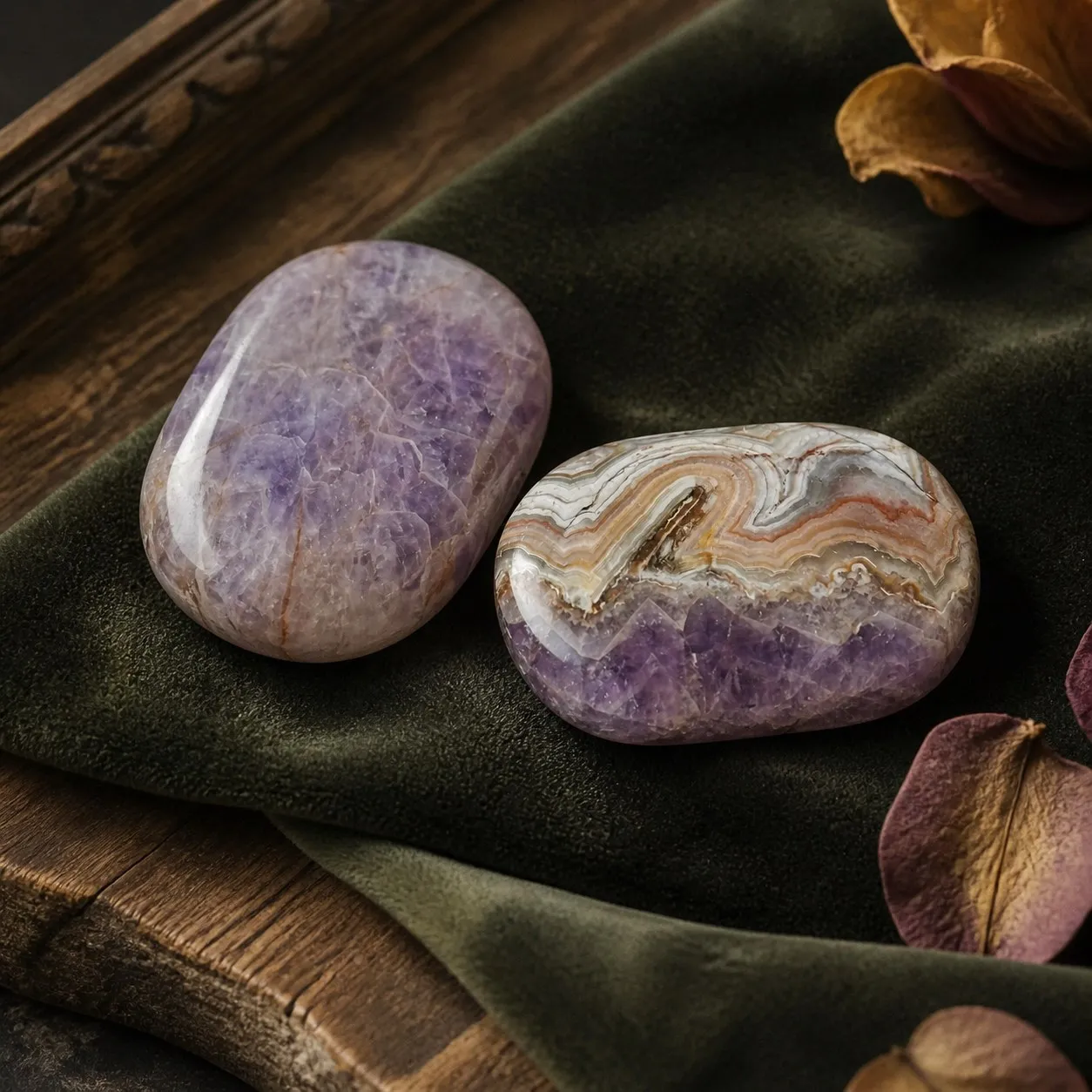 1pc Natural Amethyst Agate Mixed Palm Stone | Approx. 5–7 cm / 1.97–2.76 in | Polished Freeform Crystal