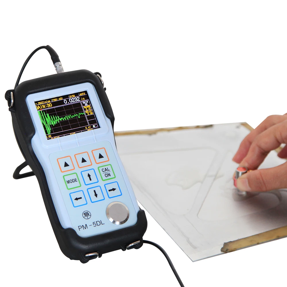 ndt thru thin paint coating portable digital resolution 0.001mm 0.2-27mm metal ultrasonic thickness gauge with ab scan