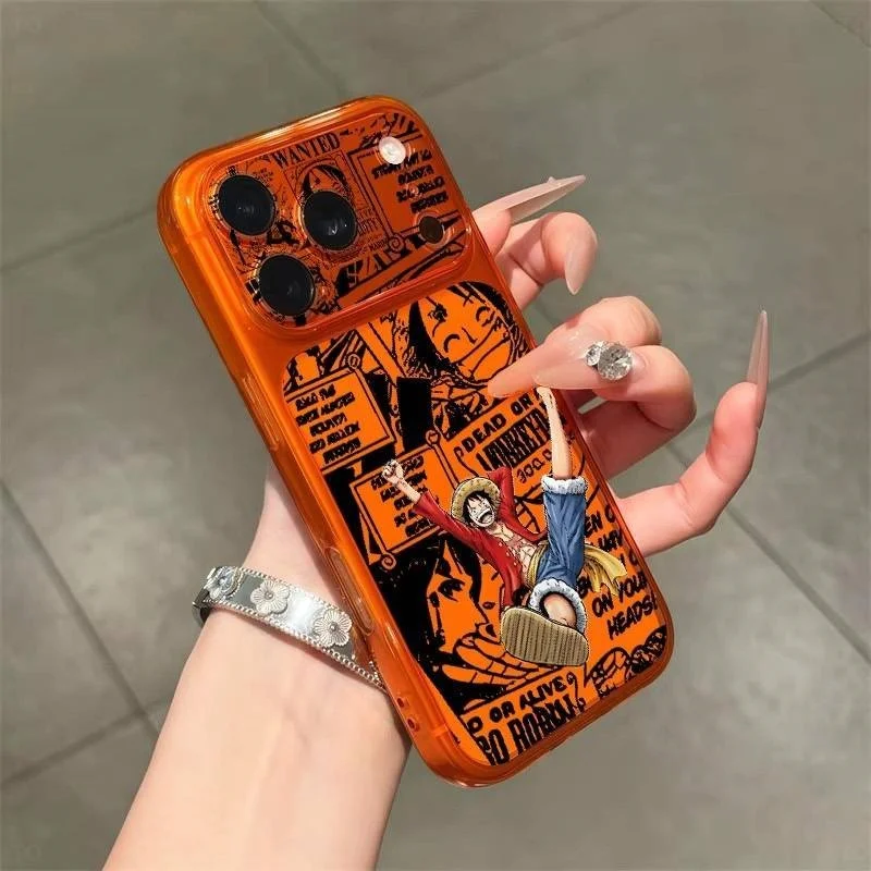 Cute One Piece Monkey D Luffy Bounty Comic Splicing Large View Window Clear Phone Case For iPhone13 14 15 16 17 18 Pro Max Cover