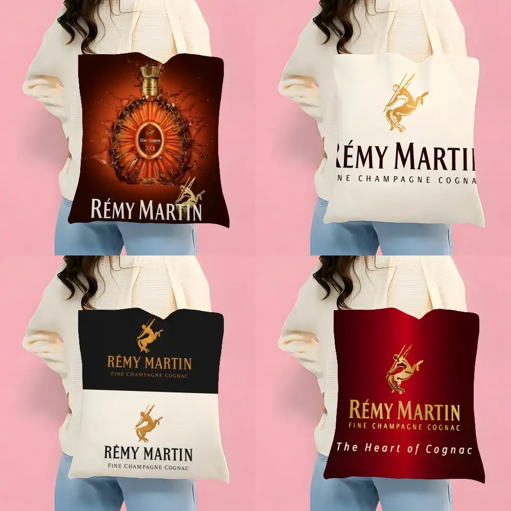 Bolsas de almacenamiento, bolso de lona con estampado de doble cara, bolso reutilizable ecológico, clásico de la marca Brandy R-Remy Martin 2