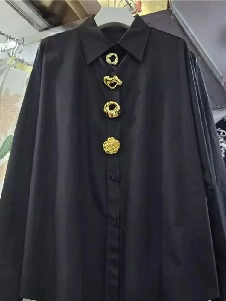 Marque de luxe Design surdimensionné coton mi-long chemises et chemisiers femmes à manches longues simple boutonnage haut femme Blouse vêtements