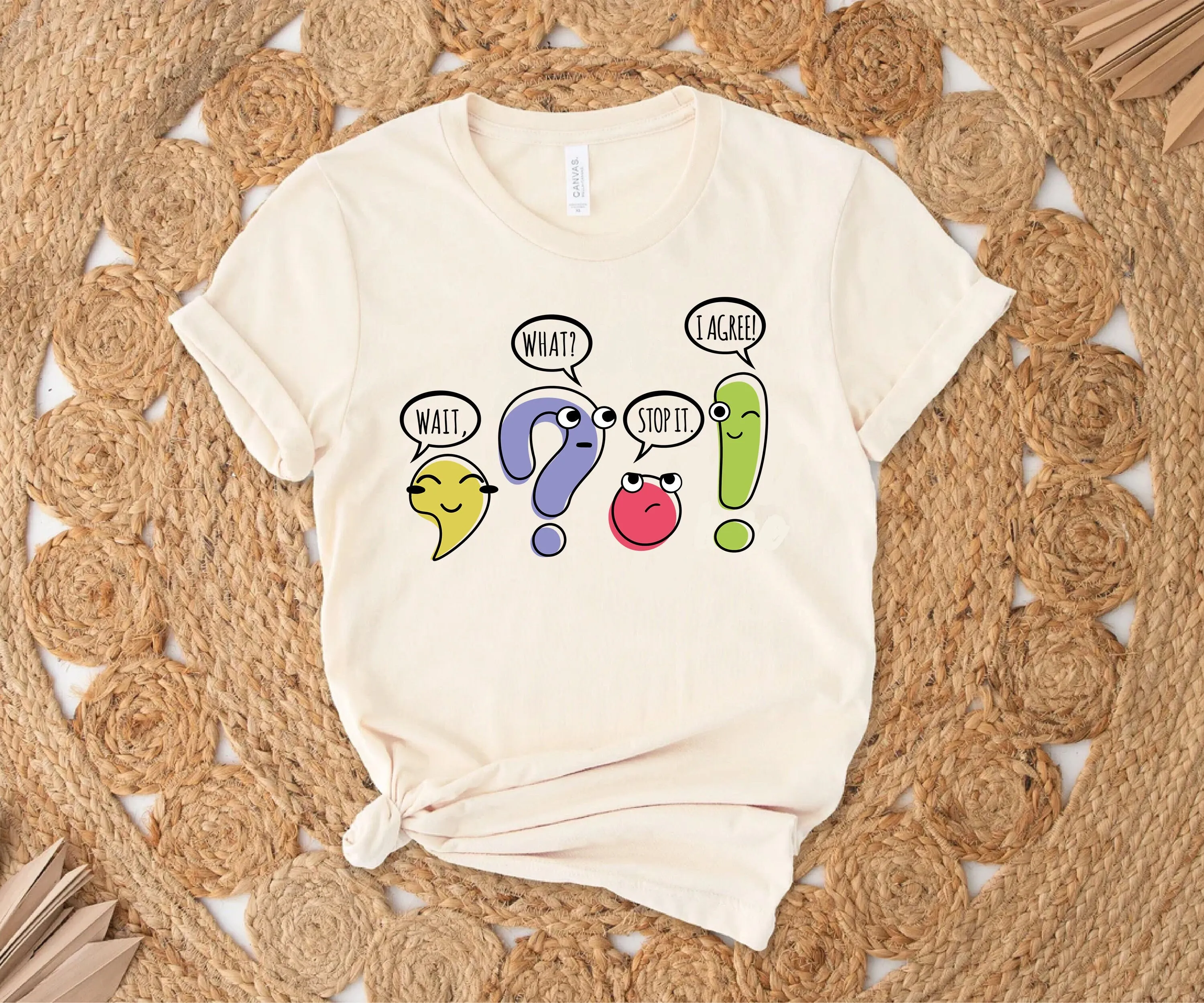 Funny Grammar Teacher T Shirt Punctuation English Wait What Stop It I Agree Synonym Rolls Day