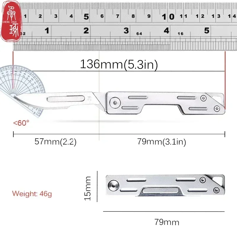 Stainless Steel Folding Knife Quick Open Scalpel Knife Pocket Knife With 10 Replaceable Blades Multifunctional Mini Knife