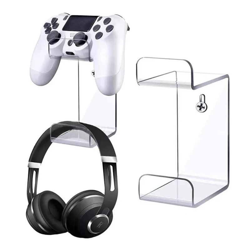 Fashionable Wall Mounted Acrylic Headset Stand Hanger Game Controller Holder Gamepad Holder Universal Display Stand