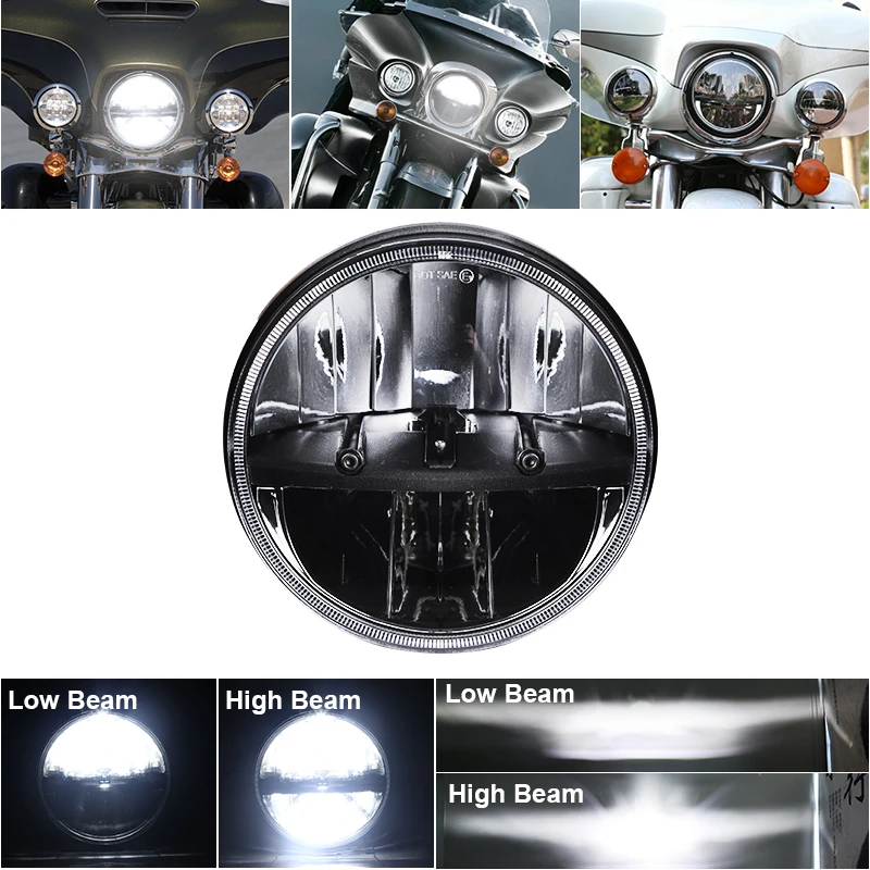 Running Lights Motorcycle 7inch LED Headlight for Harley Touring Ultra Classic Electra Street Glide Road King Yamaha Jeep JK