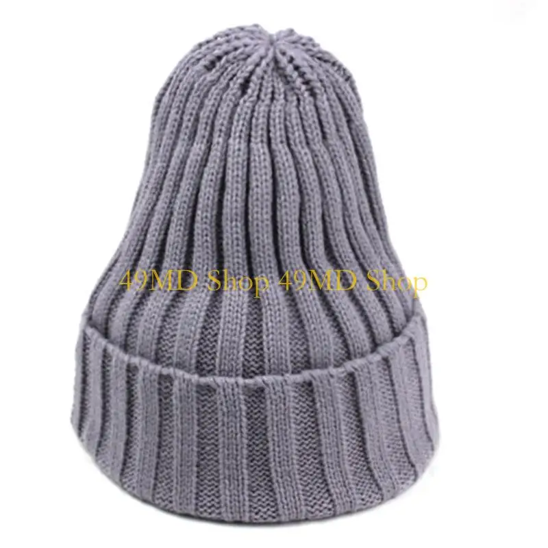 49MD Unisex Winter Chunky Ribbed Knit Pointed Beanie Hat Candy Color Stretch Snow Ski Cuffed Skull Cap Ear Warmer