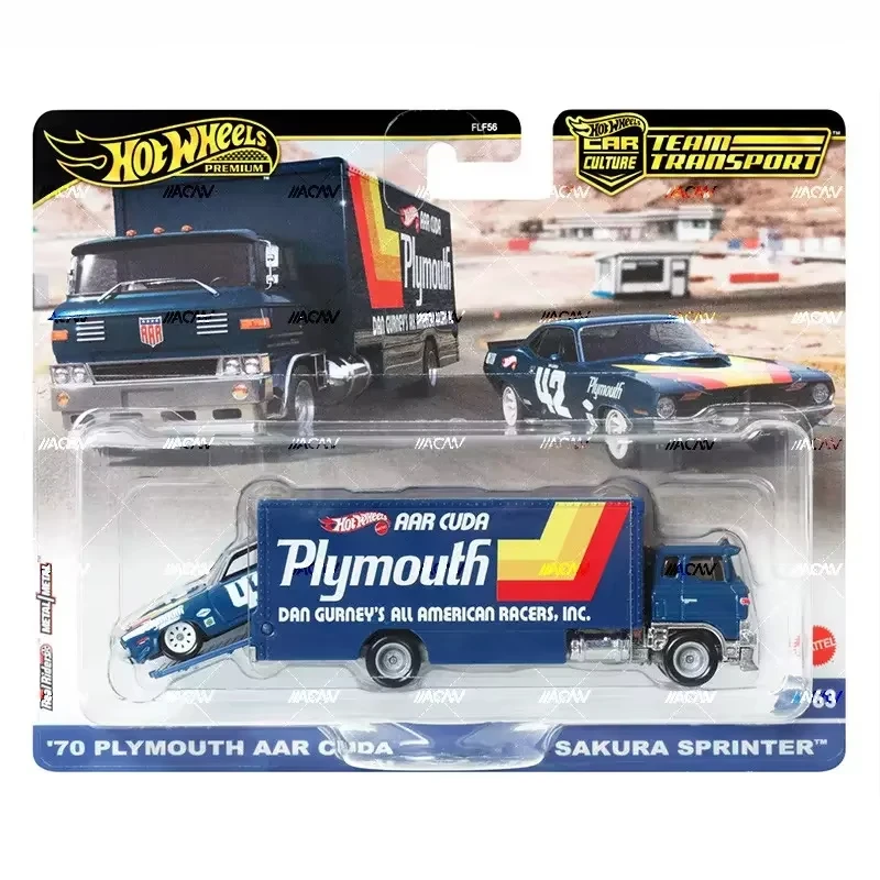 Genuine Hot Wheels Car Culture Premium Model Team Transport Fiat Abarth Plymouth Cuda Chevy Truck 1/64 Boys Toys Sakura Sprinter