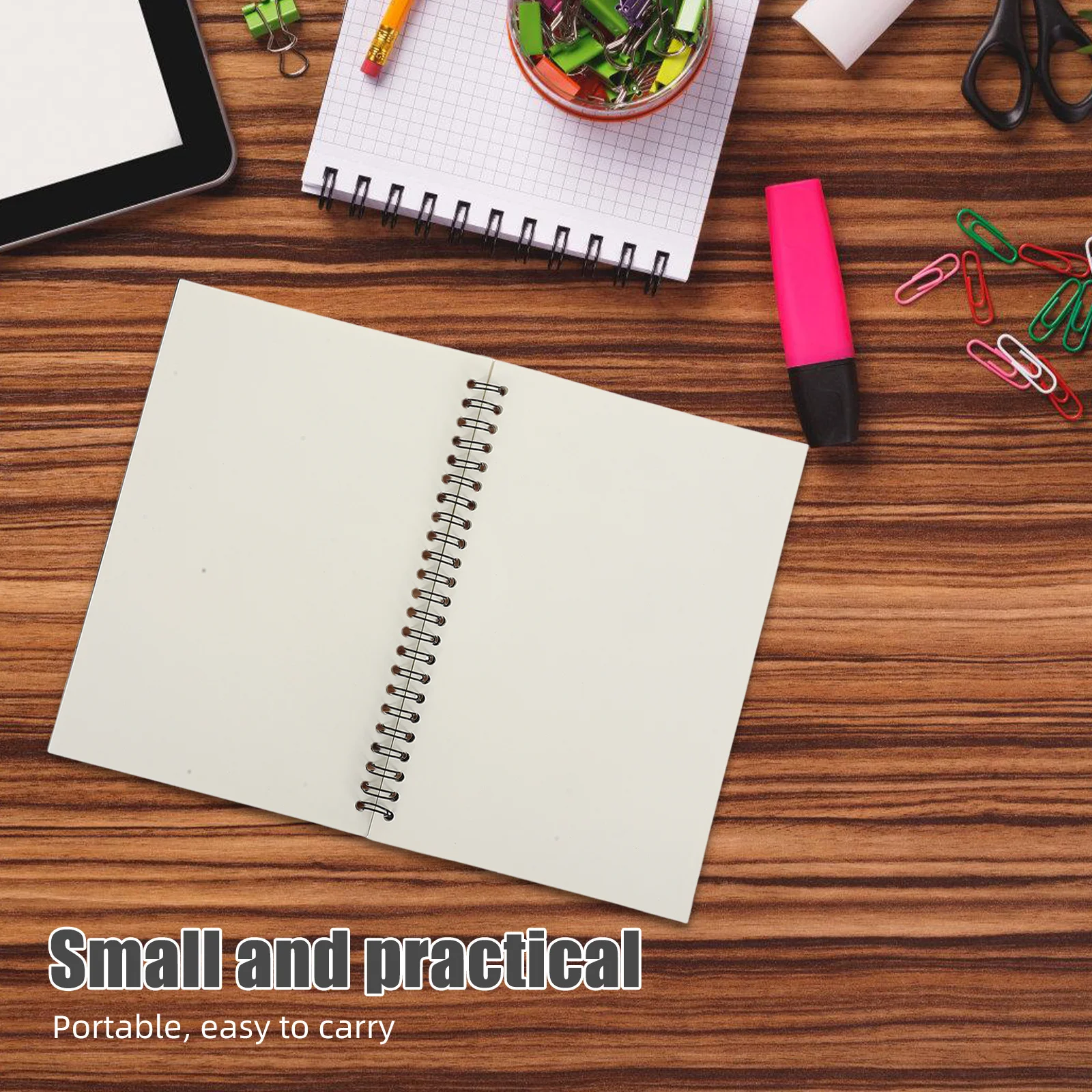 

Vintage Style Kraft Spiral Notebook Black Cover for Writing Drawing Journal Diary Office Students Notebook