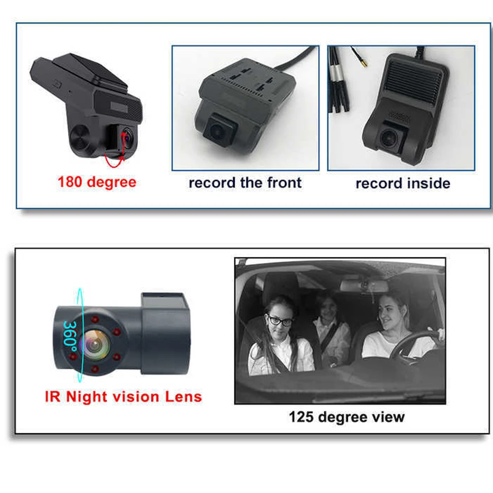 4G Car DVR Dash Recorder 3 Cameras Anidrod 8.1 GPS Tracking WIFI ADAS Night Vision Wireless 24-hour Remote Monitoring Locator