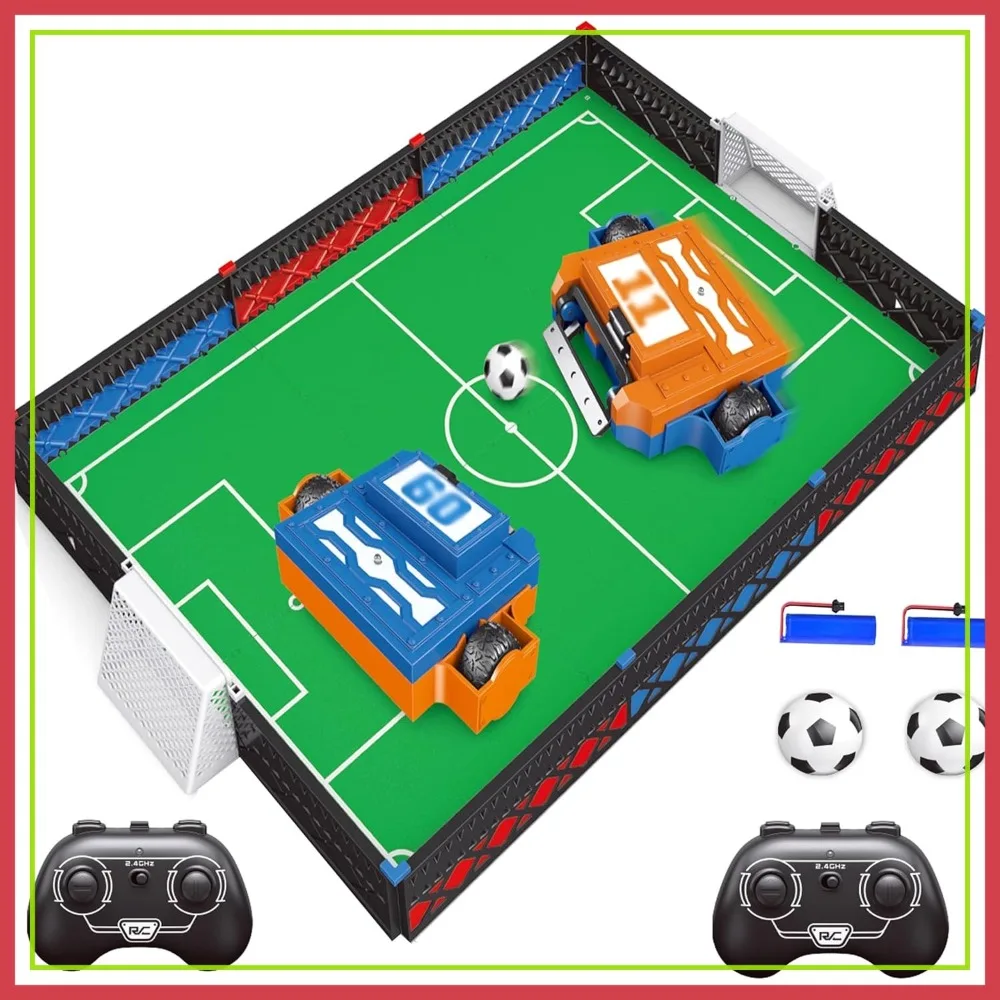 

RC Battle Robots Arena Set: Electronic Soccer Board Game, 2-Player Mini Foosball, STEM Toy Gift