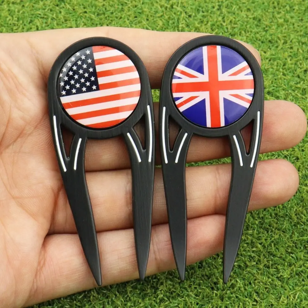 Zinc Alloy Golf Green Fork Portable Magnetic Golf Ball Fork 4 in 1 Multifunctional Golf Ball Marker Mark Location