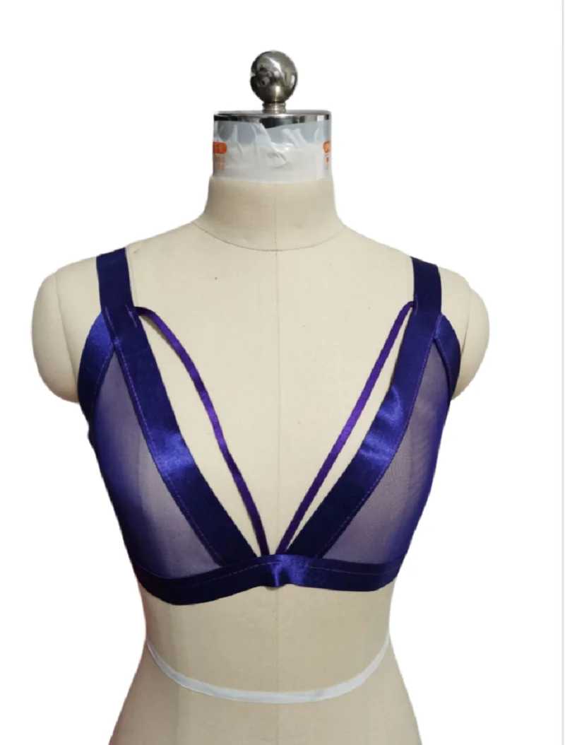 

girl's Hollow Out Sexy Transparent Elastic Bandage Bra Black Red Purple Eco-Friendly Packing