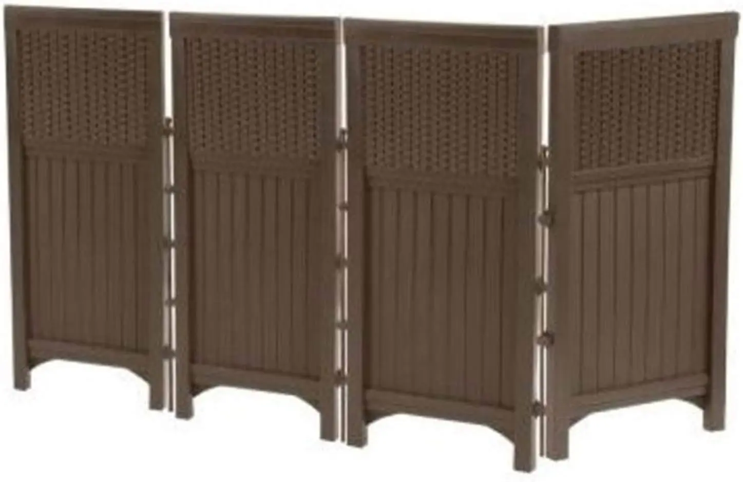 4 Freestanding Wicker Resin Reversible Panel Outdoor Screen Enclosure, Brown, 23"
