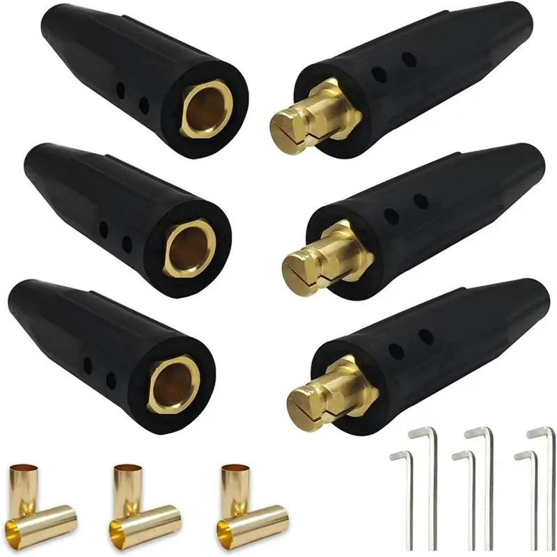 

【A08I】3PK Insulated Connector Pair, Positive Cam Twist-Lock For Welding Lead Connectors For Welding Cable