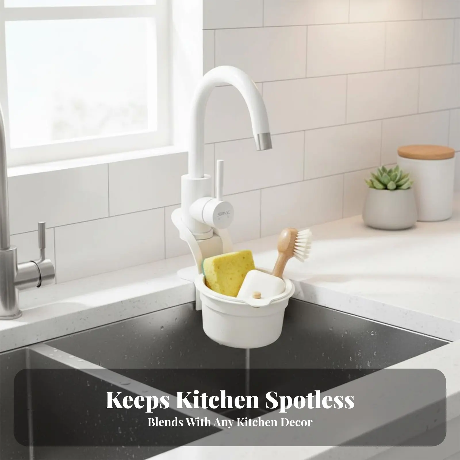 

Faucet Hanging Drain Basket Space Saving Hanging Sink Basket Faucet Mount Colander Easy to Clean Kitchen Sink Food Catcher