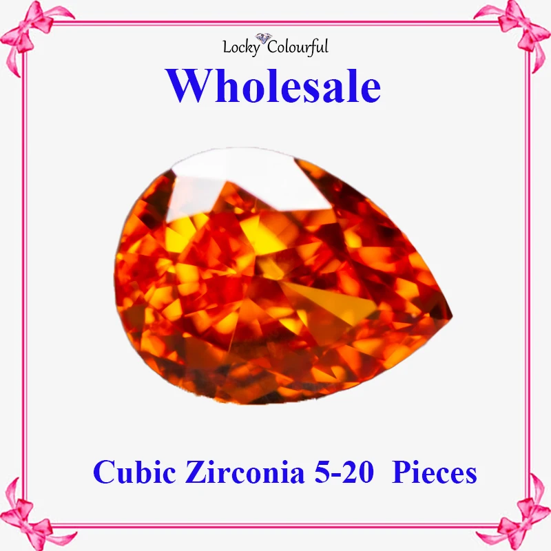 

Cubic Zirconia Wholesale Crushed Ice Cut Pear Shape Orange Color Charms Beads for Diy Jewelry Making Materials No Certificate
