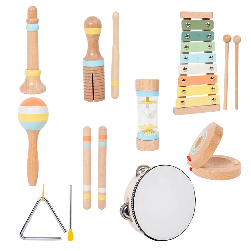 Music Set Montessori Musical Instrument Baby Children Wooden Percussion Instrument Toy Early Educational Knocking Toys for Kids