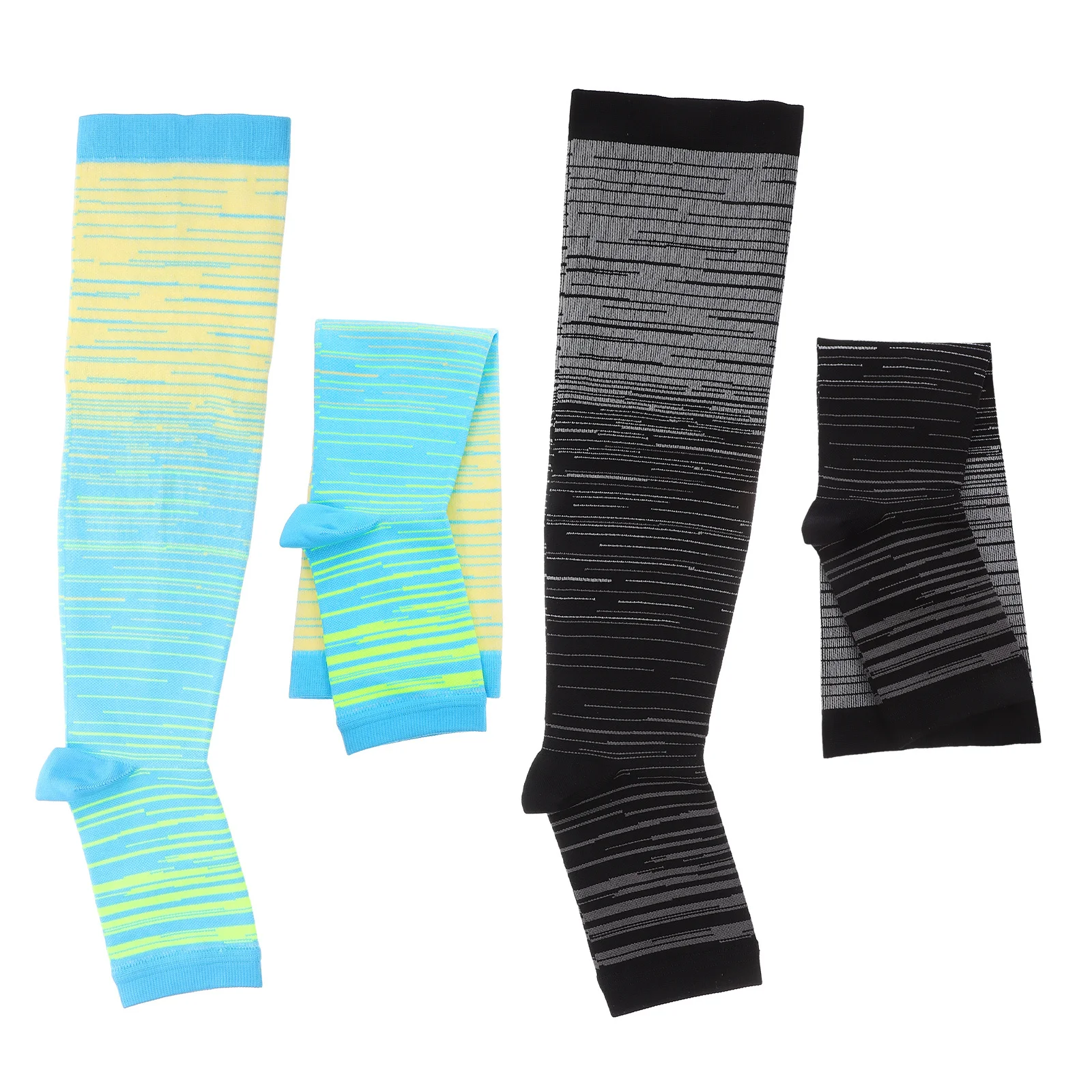 2Pairs جوارب ضغط بدون أكمام تنفس أنبوب طويل العجل دعم أصابع مفتوحة اللياقة البدنية الجوارب للنساء الرجال الممرضات الحوامل L